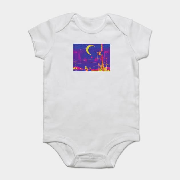 Cyberpunk Skyline Baby Bodysuit by lofi_retrowave